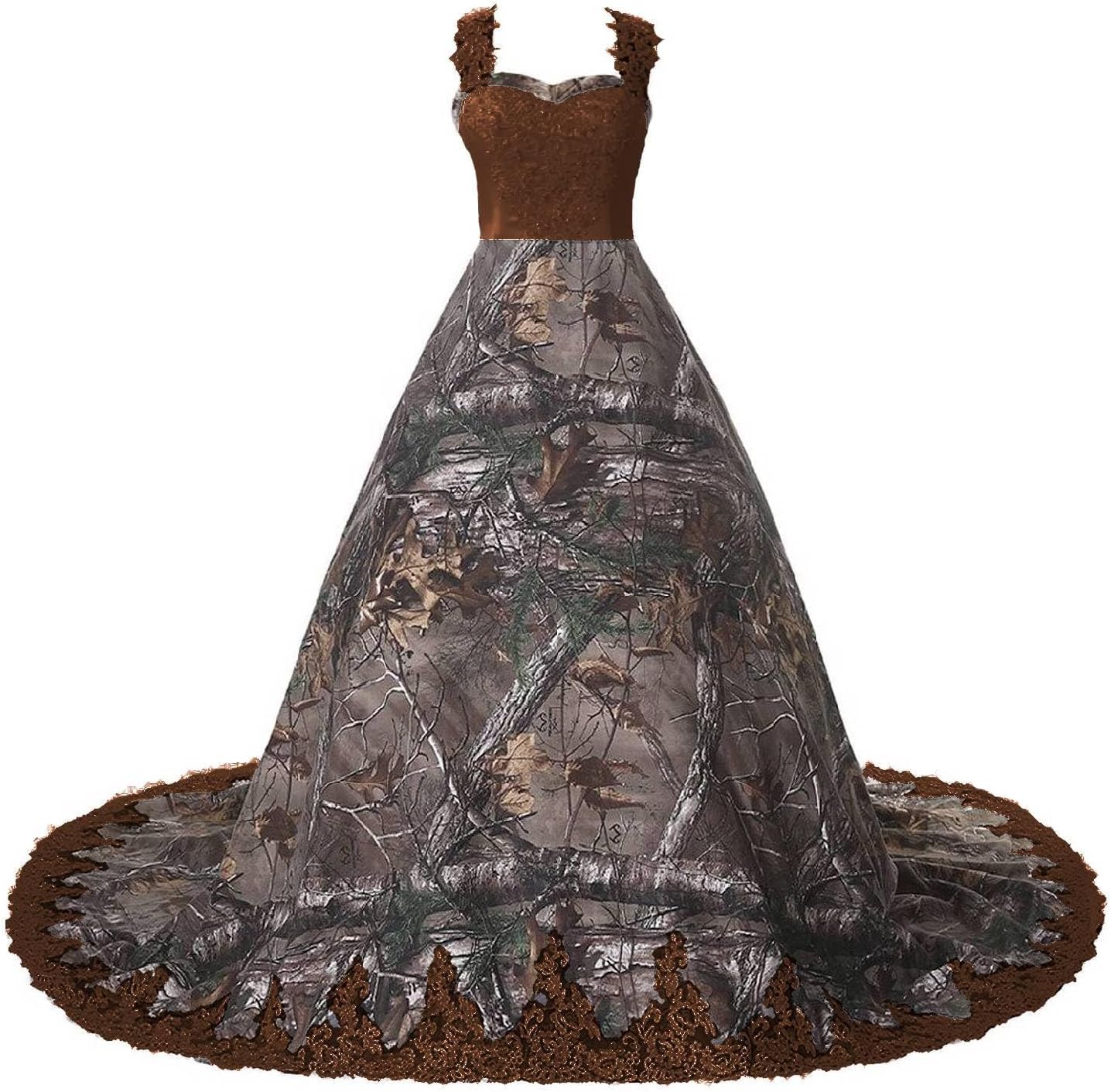 Puffy Ball Lace Applique and Camo Wedding Dress Ball Gownes Prom Reception Gowns