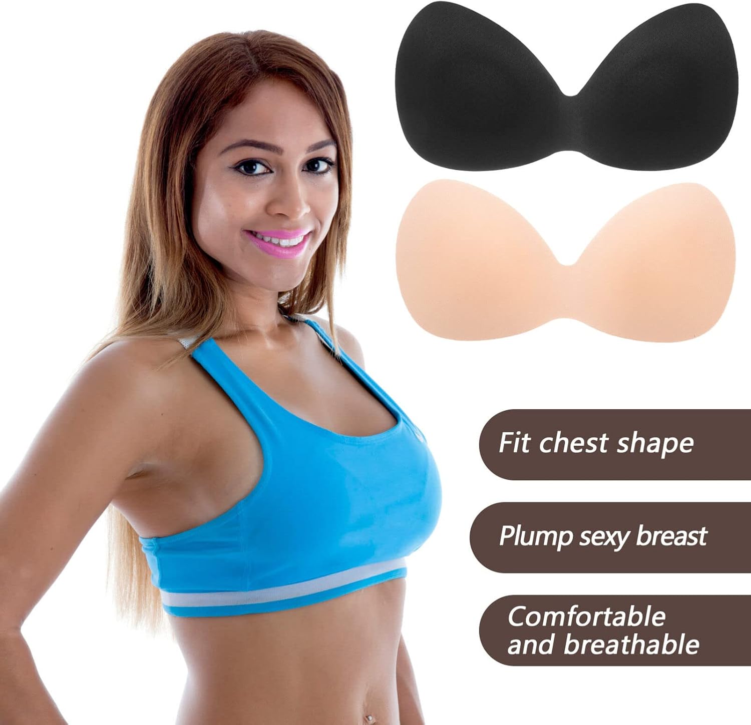 12Pcs One-piece Bra Pads Inserts Pushup Bra Pads for Sports Bra Removable Bra Pads Integrated Bra Pads Sports Bras Insert Pads Sports Cups Bra Replacement Insert As Shown 26x12cm image 2