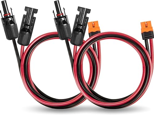 MOOKEERF Cable solar a XT60i 10AWG - 2 piezas de panel solar de 3 pies a conector adaptador XT60i XT60i Cable de extensión para generador solar
