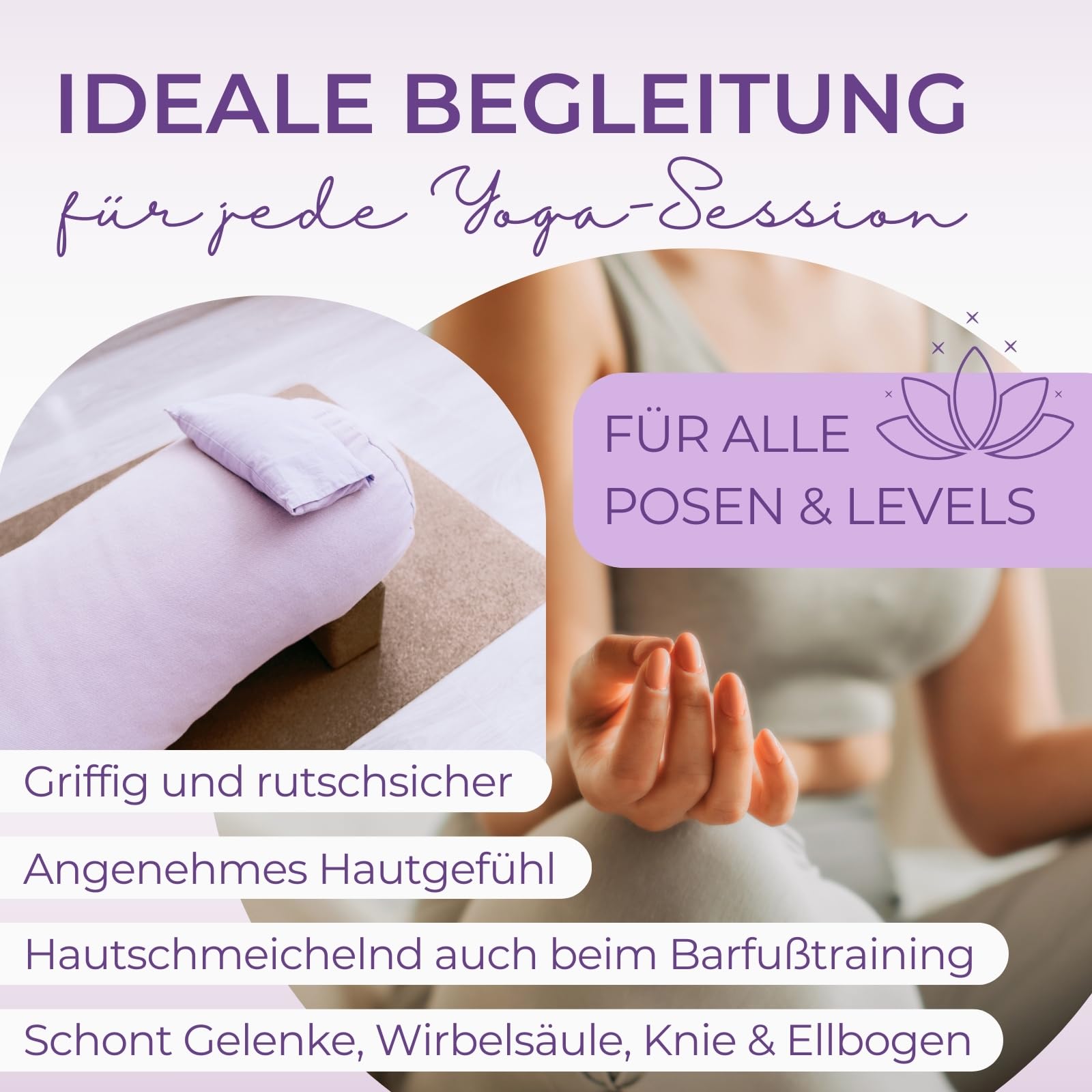 EMMAfit Kork Fitnessmatte I 183 x 65cm I rutschfeste Matte mit Naturkorkoberfläche für Yoga, Pilates & Gymnastik I hygienisch & umweltfreundlich I nachhaltige & langlebige Yoga-Matte