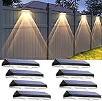 Solar Fence Lights Outdoor - 2700/4000/6000K 3 Mode, Waterproof LED, Fence Light Solar Powered for Outside, Backyard/Railing/Step/Patio/Wall and Home Improvement(8 Pack)