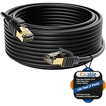 Cat 7 Ethernet Cable 100FT, SFTP 10Gbps High Speed Cat7 RJ45 Cord, OD-6.0mm