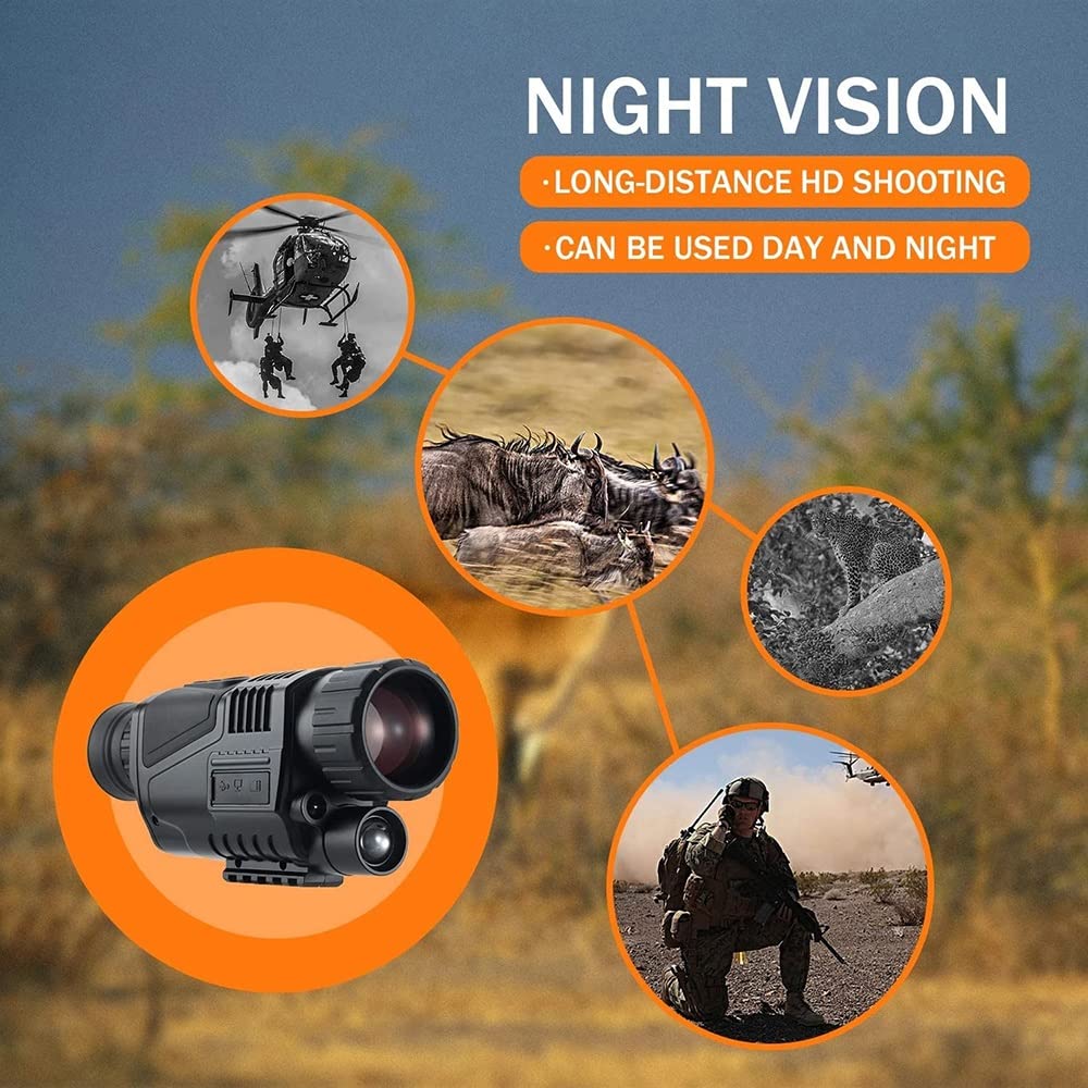 Digital Night Vision Monocular, 8X Digital & 5X Optical Zoom, Take Photo Video in Darkness, for Observation Night Watching