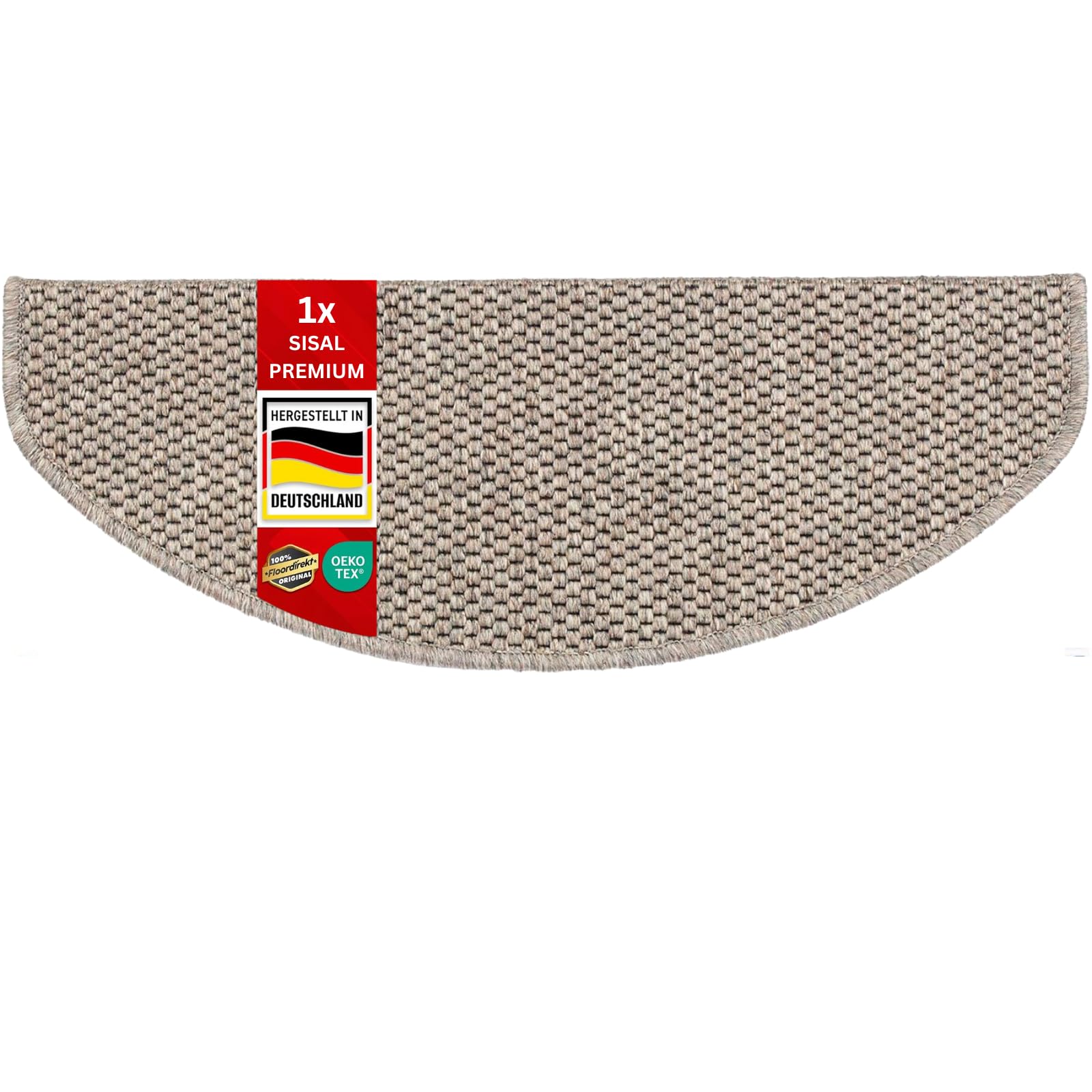 casa pura Tappeto per gradini calcuta effetto sisal - Kalkutta - in tessuto piatto, resistente protezione per scale - 65 x 23,5 cm - semicircolare - singolo gradini (Taupe)