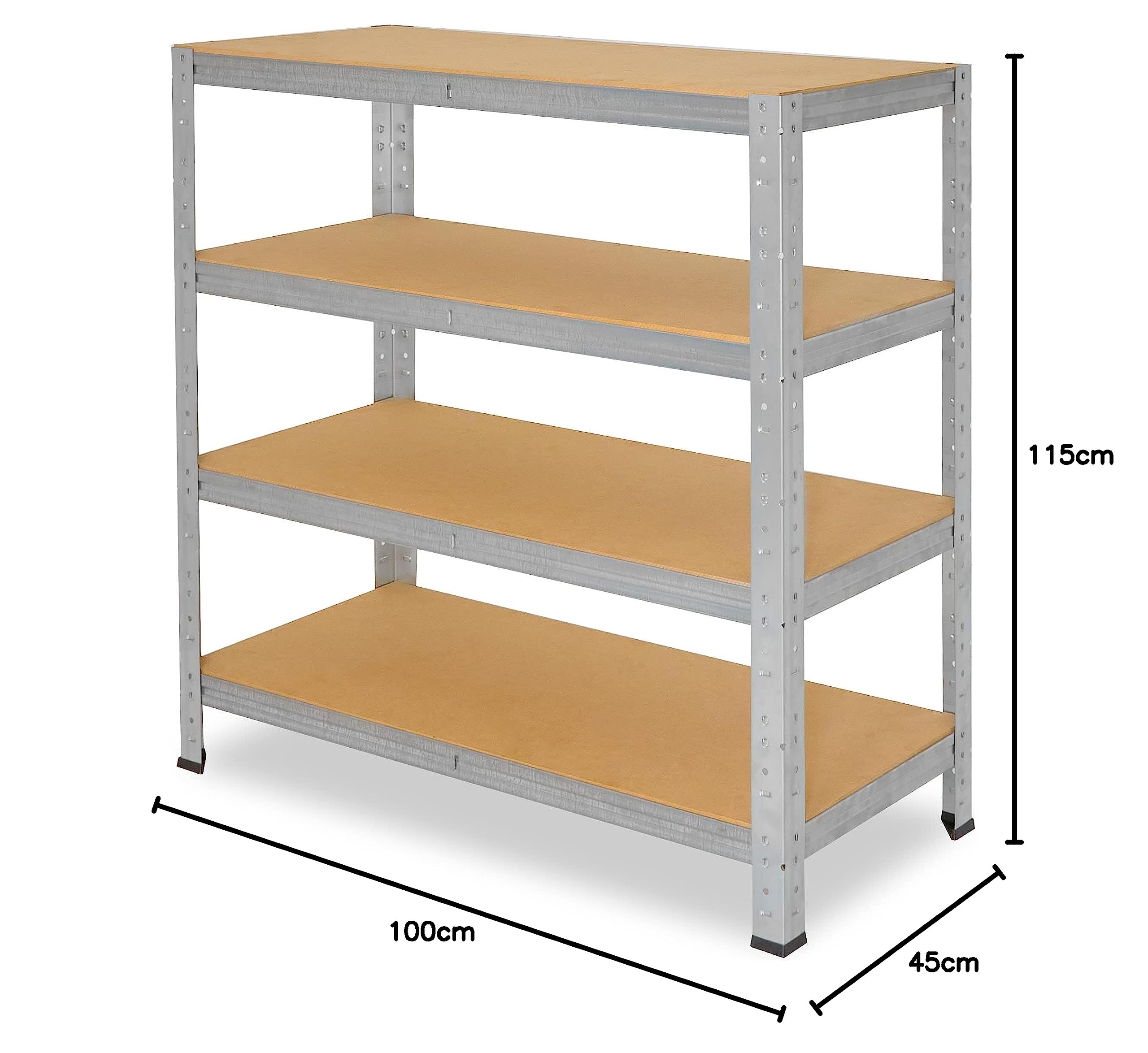 shelfplaza Home 115x100x45cm Schwerlastregal verzinkt mit 4 Böden x 175kg | Kellerregal · Lagerregal · Metallregal · Regale für Kellerraum · Steckregal · Abstellraum Regal