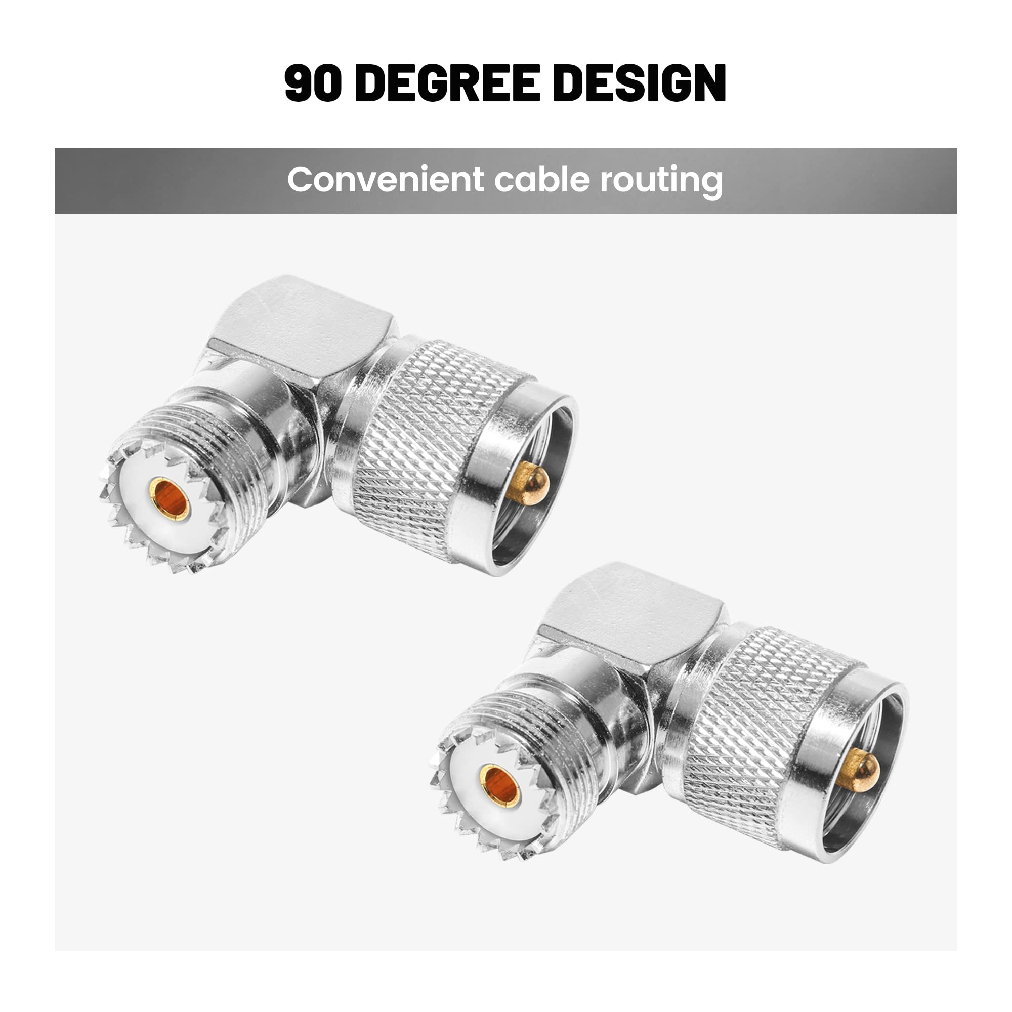 5 Pack L-Shaped Right Angle BNC Male To Female Adapter Connectors For CCTV DVR - 503438
