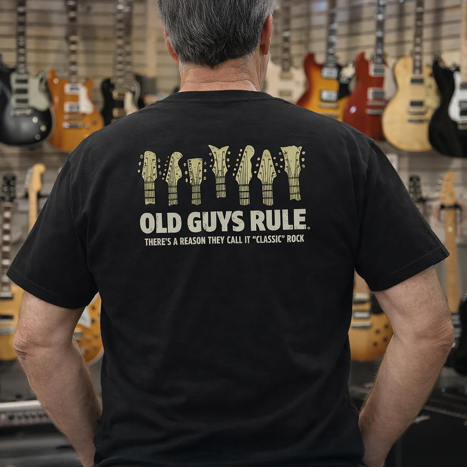 OLD GUYS RULE Men's Graphic T-Shirt, Classic Rock - Gift for Dad, Grandpa, Husband - Funny Tee for Musicians, Guitarists