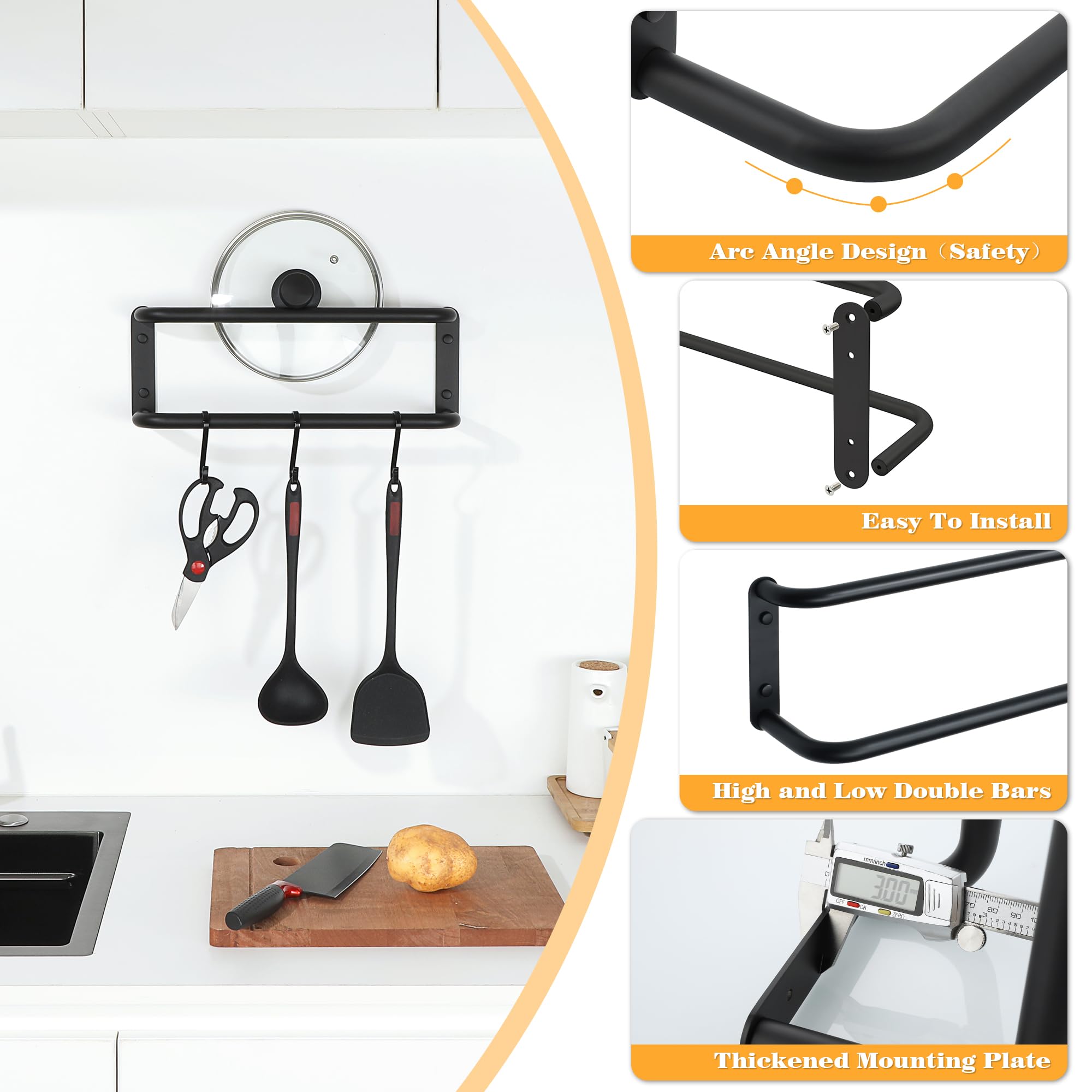 Mooche Towel Rail Black Wall Mounted, Bathroom Towel Holder Double Towel Holders, SUS304 Stainless Steel Towel Bar - Image 3