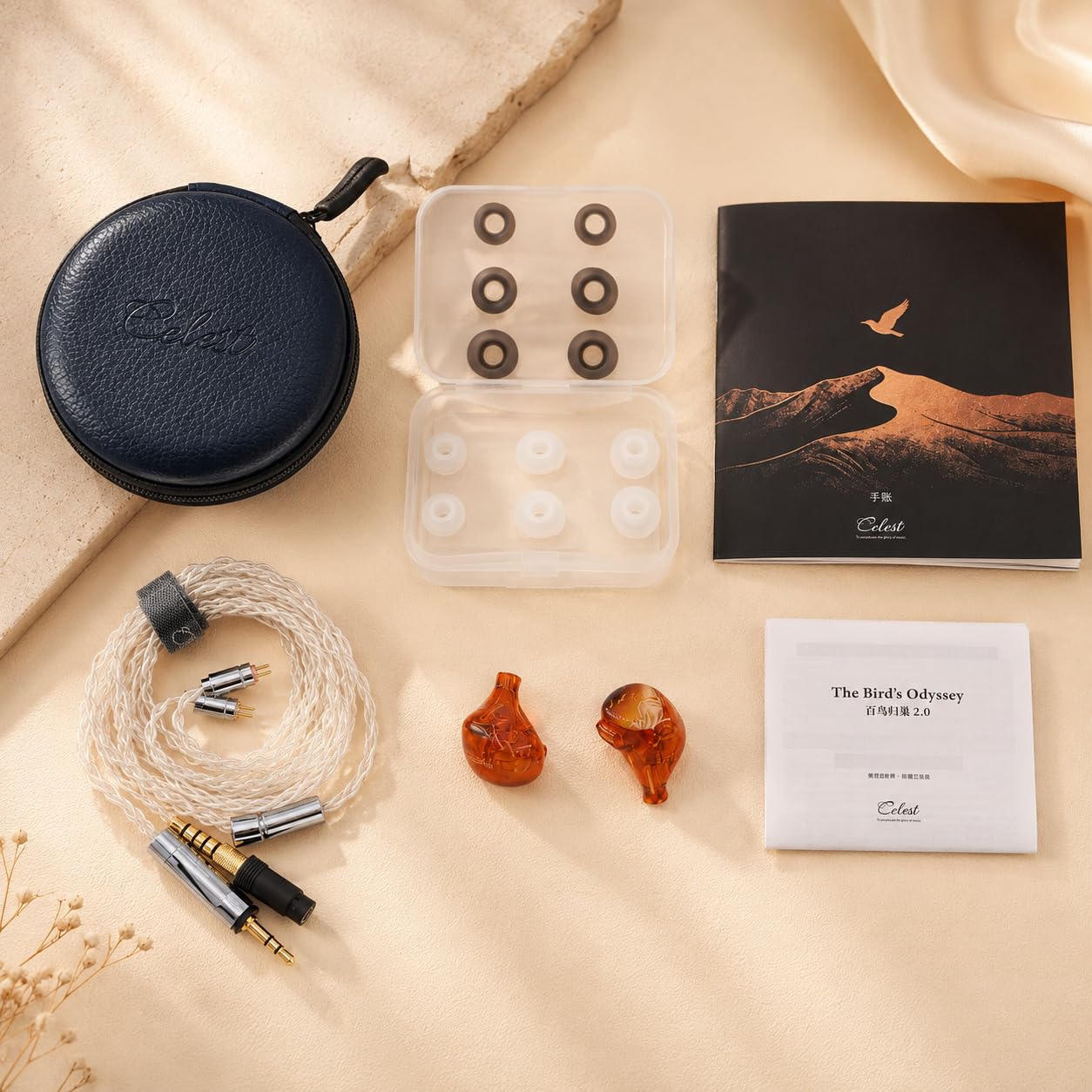 Celest PhoenixCall 2.0 - Auricolari IEM ibridi a 6 driver, 2DD+2BA+2 planari, con cavo HiFi, cuffie audiofili per musica, giochi e studio (dorato)