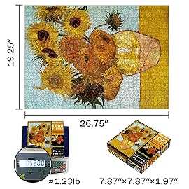 MaxRenard Game Jigsaw Puzzle 1000 Pieces and Up for Adult Toy Fine Art Collection Sunflowers by Vincent Willem Van Gogh