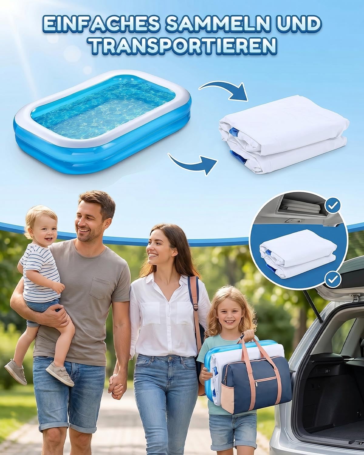 Aufblasbares Planschbecken Family Pool Kinder PVC Rechteck 200×150×50cm