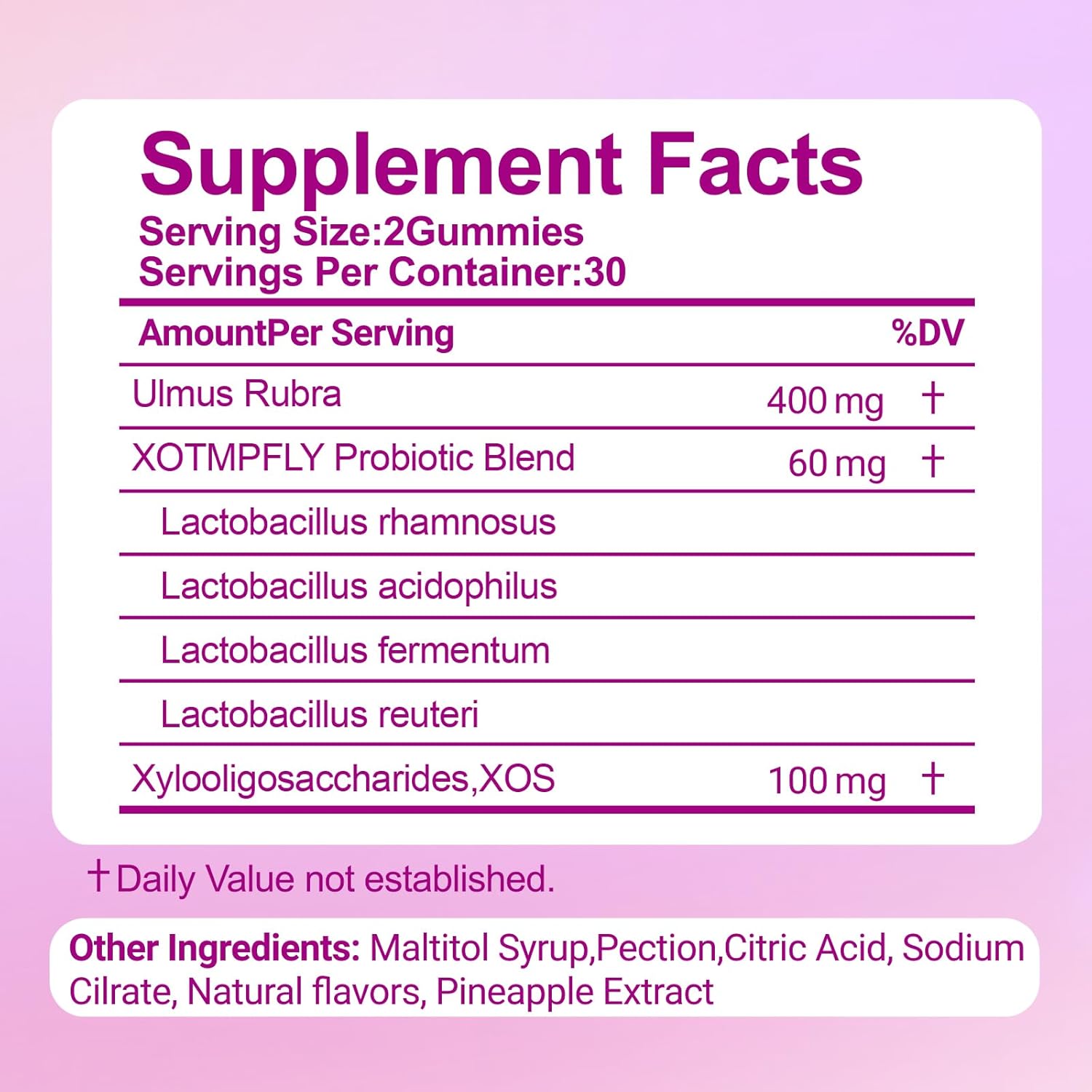 Her Juicy Feminine Probiotics Gummies for Women, with Slippery Elm, Supports pH Balance, Gut Health & Immune System, Vegan, Gluten Free, Pineapple Flavor, 60 Count - Image 2