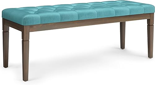 Miniatura 35 de SIMPLIHOME Waverly - Banco otomano rectangular tradicional copetudo de 48 pulgadas de ancho en piel sintética vegana marrón envejecida, ensamblado,