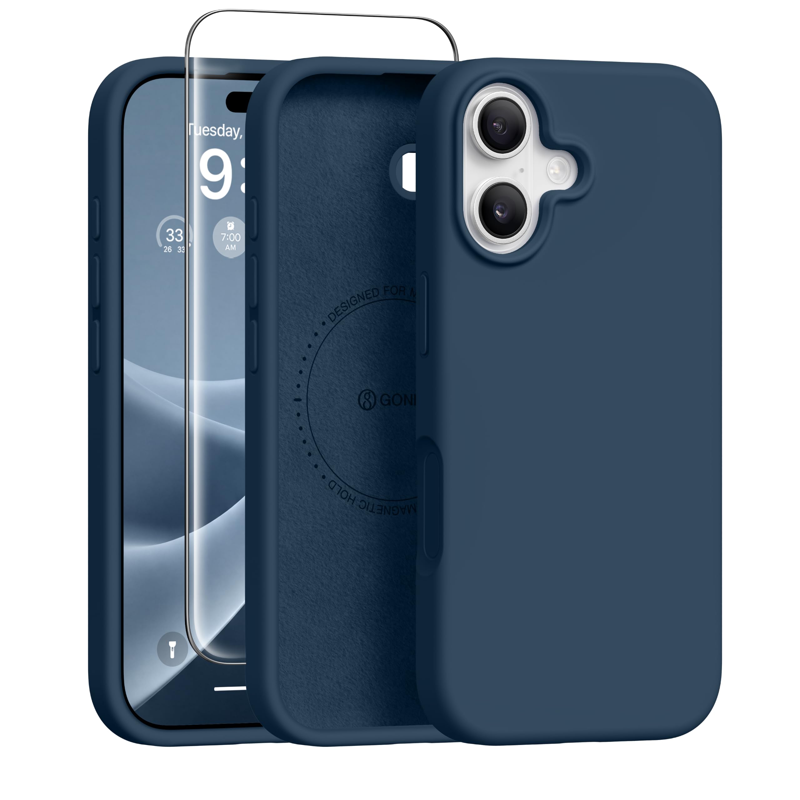 GONEZ Magnetic for iPhone 17 Case, Silicone Cover Dark Blue