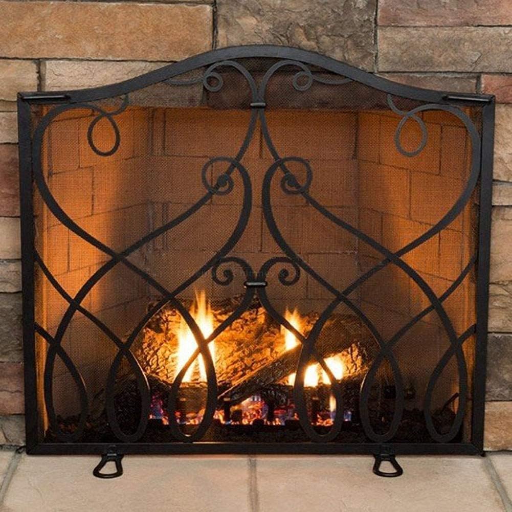 Fireproof Black Mesh Scroll Screen for Fireplaces, Wood Burners & Stoves - Ideal Safety Barrier & Heat Protector for Home Heating Solutions