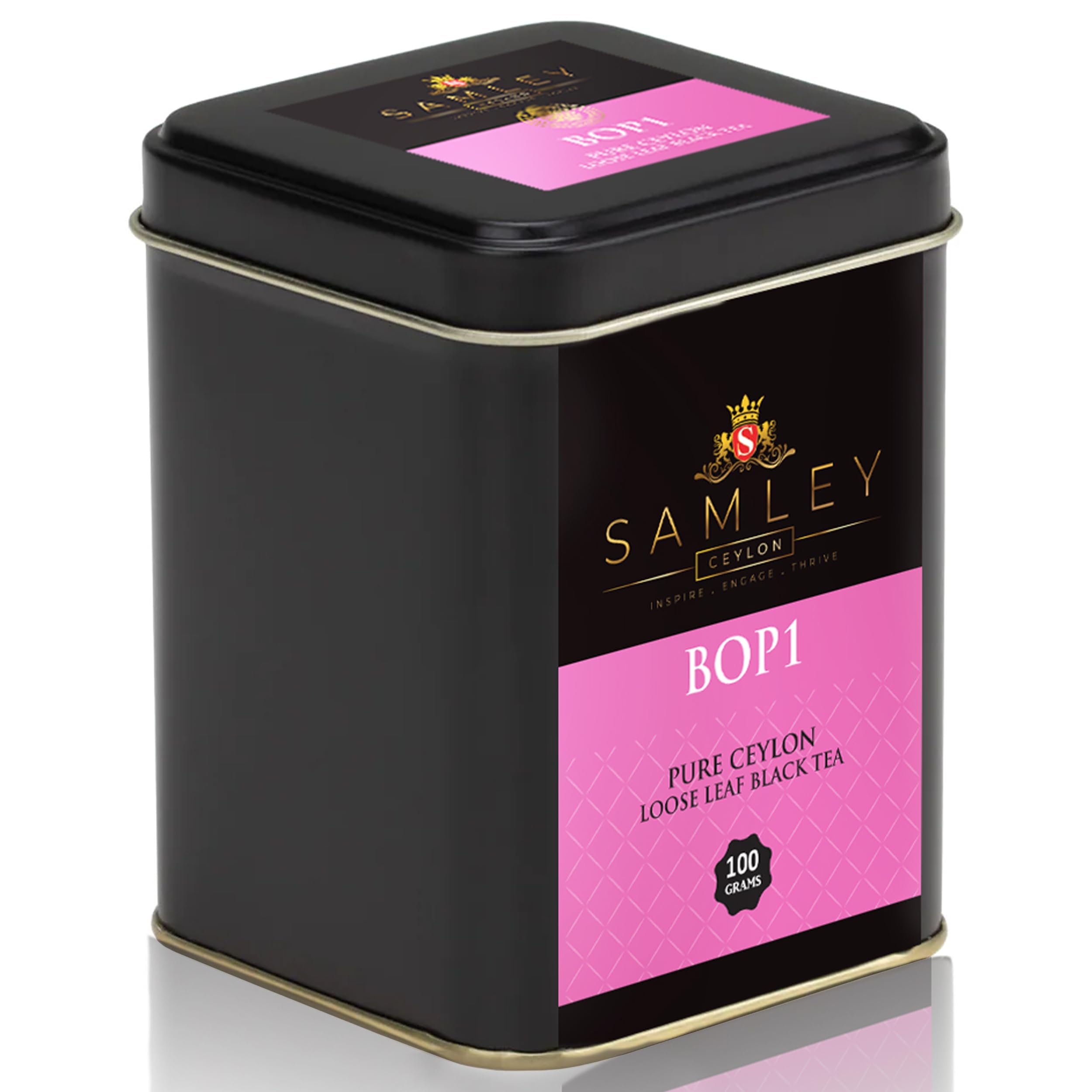 Samley Tea Organic Ceylon Black Loose Leaf Tea, Robust Flavor with Subtle Orange Infusion, Luxury BP01 Pekoe Variety, Caffeinated 1.8oz