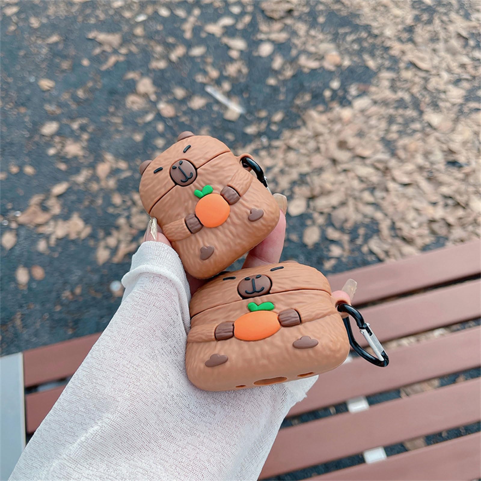 Lustige AirPods 4 Hülle Mit Capybara-Motiv – Stoßfest, Mit Karabiner, Aus Weichem Silikon