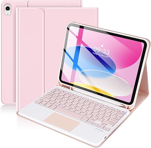 Miniatura 16 de SOPPY Funda con teclado Bluetooth para iPad de 11ª generación (A16) de 11 pulgadas 2025, 10ª generación de 10.9 pulgadas 2022, funda protectora