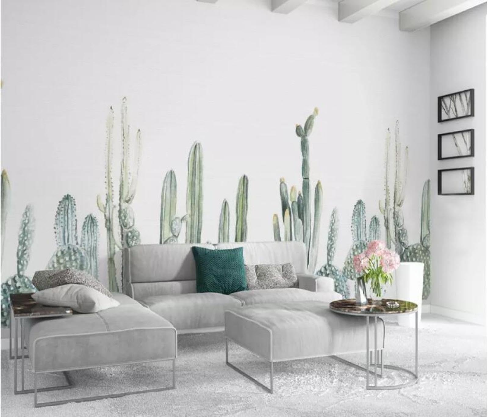 Papier peint intissé 3D cactus ILIYA pour masquer un mur abîmé