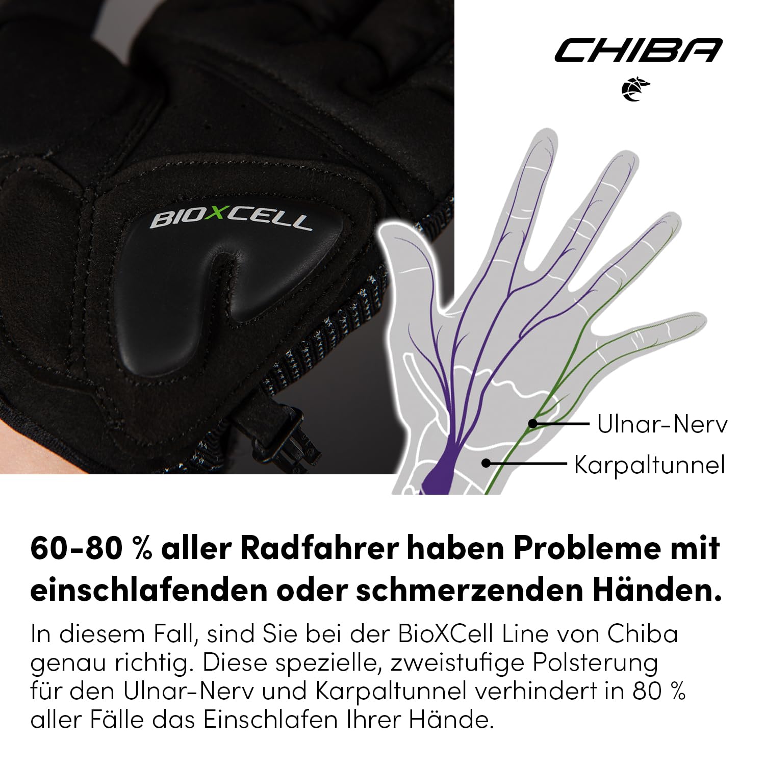 Chiba BioXCell Super Fly | Langlebige Sommer Rad Handschuhe für Damen & Herren | Anatomisches Gelkissen | Robuste Microfaser | Atmungsaktive Stricktechnologie