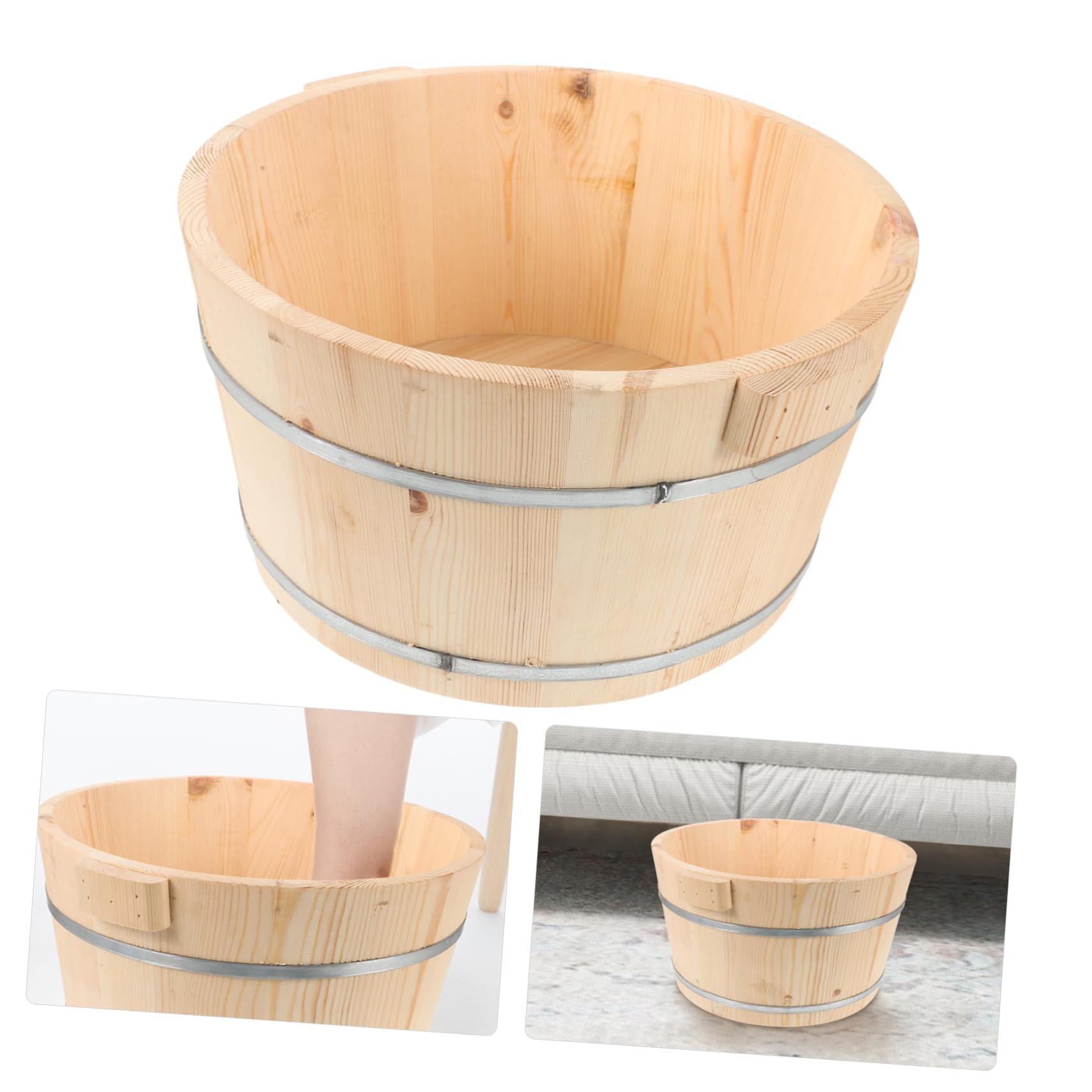 Vasca per Pediluvio in Legno Khaki per Ragazzo Ragazza Copertura Completa per Gambe e Piedi e Vasca Profonda per Bagno Rilassante a Casa