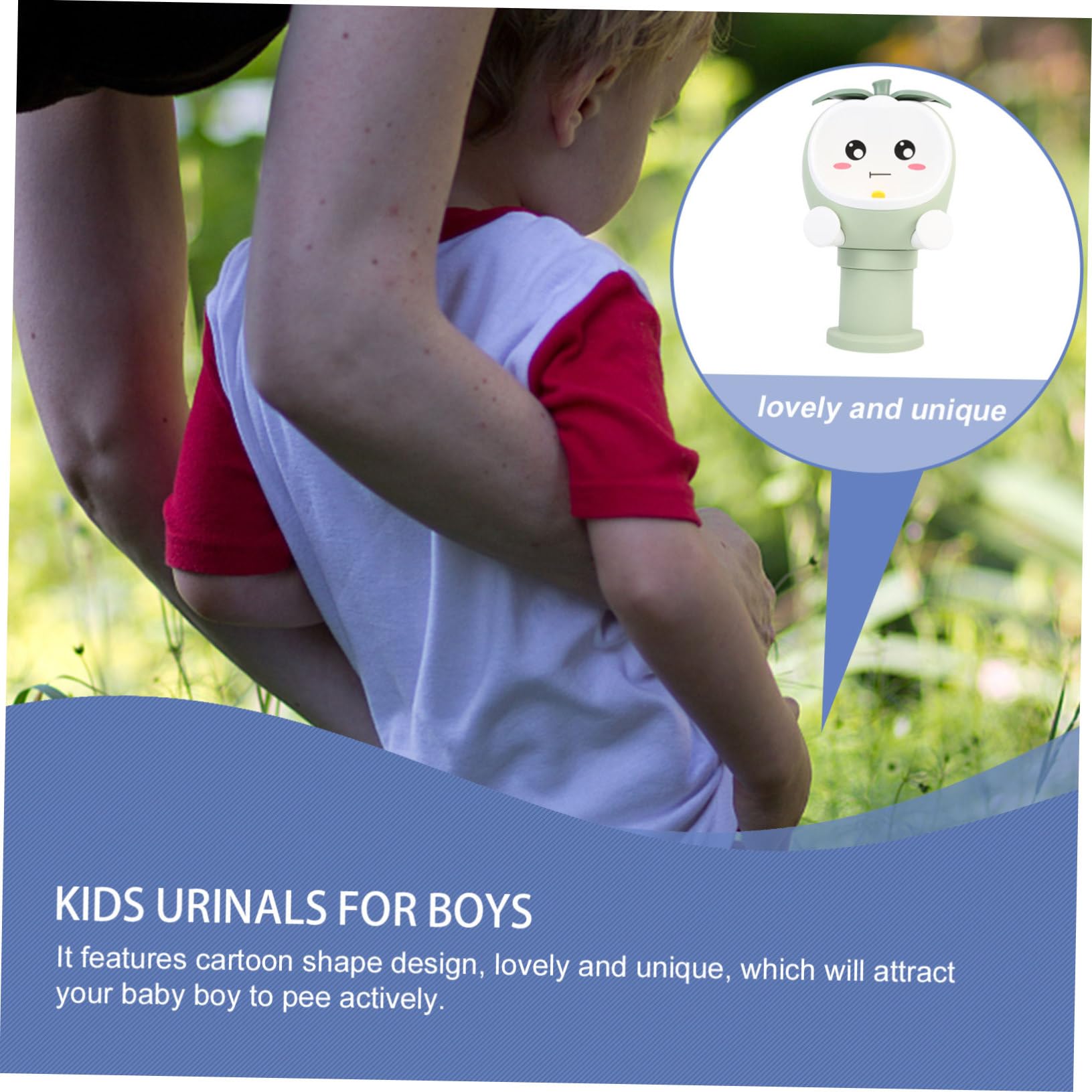 Jungen Urinal für Kleinkinder, Töpfchen fürs Training, Grün | Kunststoff, Cartoonartige Form, Vergrößerte Tiefe Wanne, Integriertes Windrad gegen Spritzer