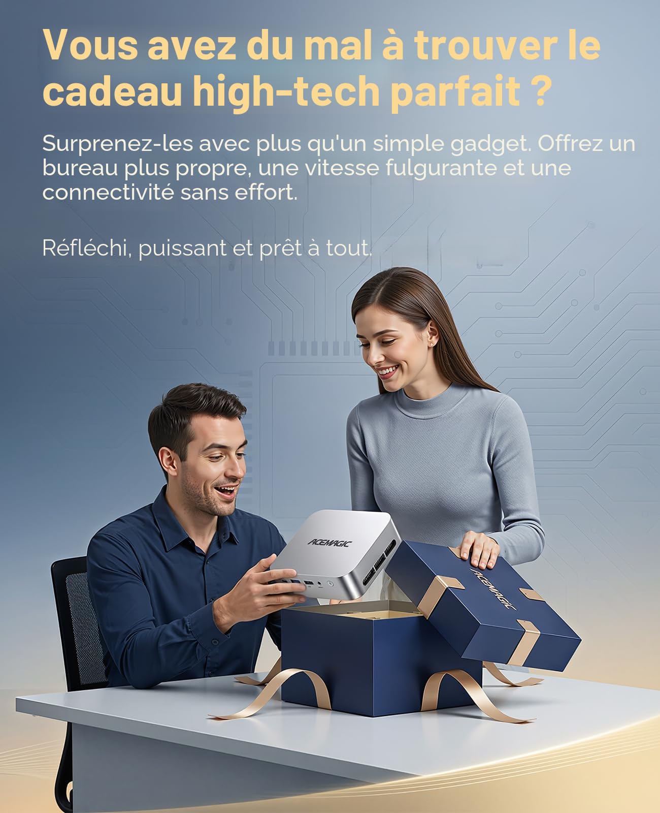 ACEMAGIC Kron Mini K1 Mini PC, AMD Ryzen Embedded R2544 (4C/8T,3.7 GHz), 8Go DDR4 256 Go SSD W-11 Pro Mini Ordinateur de Bureau, Triple écran 4K/WIFI5/BT4.2 pour Éducation/Bureau