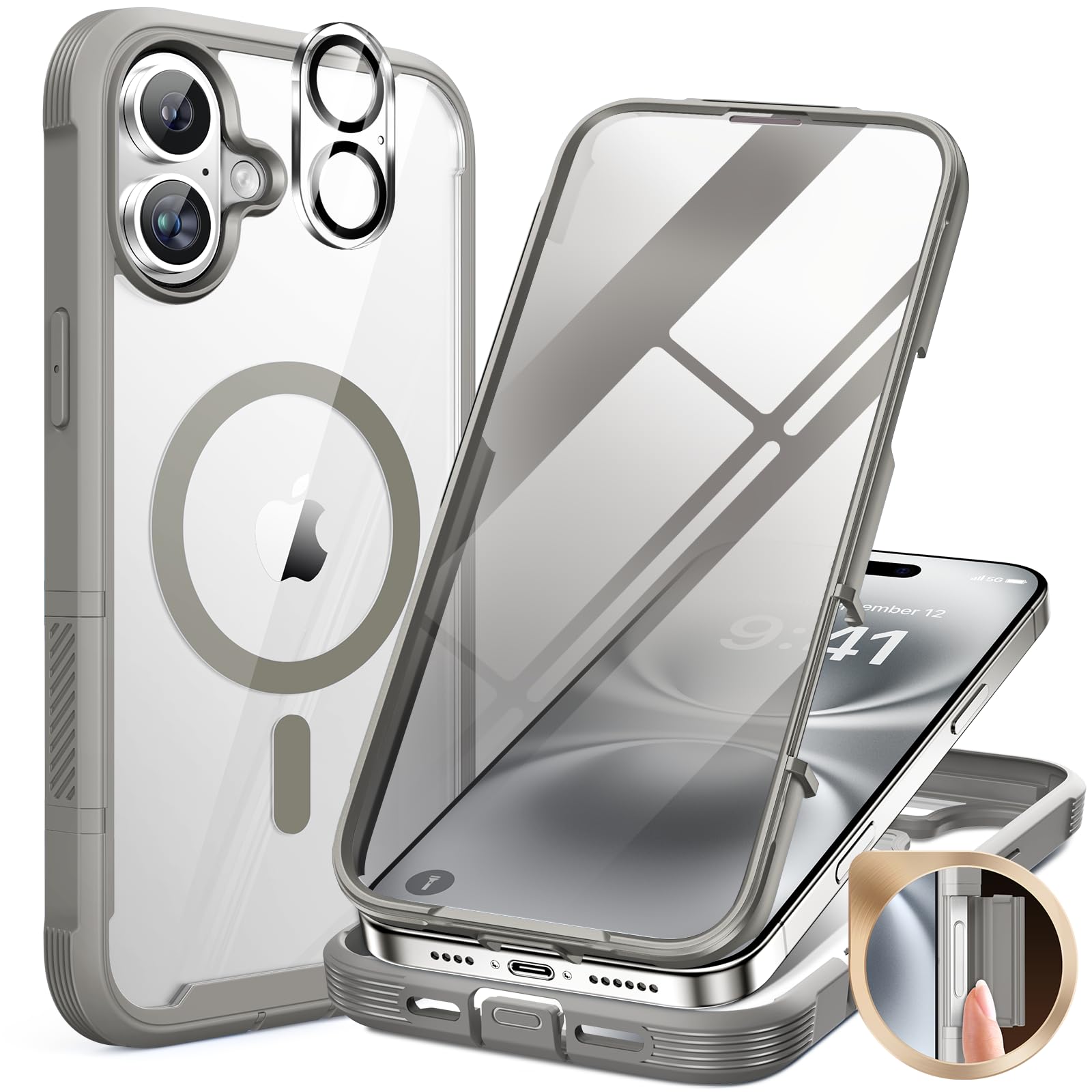 Miracase Magnetic Case for iPhone 17 Case, [Bubble Free] Built-in Glass Screen Protector+ [New Camera Control Button], Full Body Bumper Compatible with MagSafe, Drop Proof 17 Cover,6.3-inch (Black) — view 106