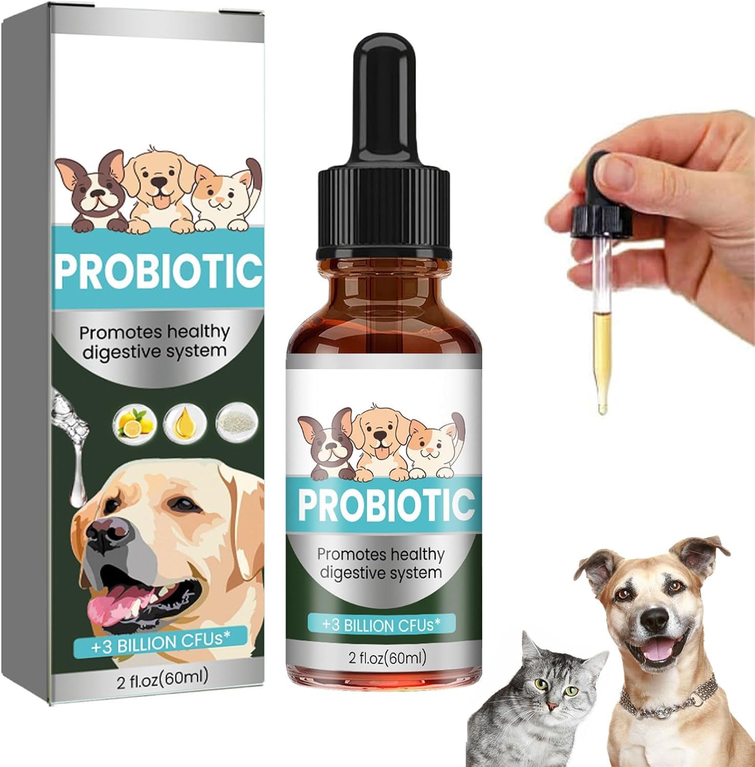 Antibiotiques pour Chats,Soulagement De Constipation pour Chats,Soulagement en Douceur De Constipation chez Les,Probiotiques Chien Chat 60ML,Dog Probiotics,Probiotiques Chien Démangeaisons