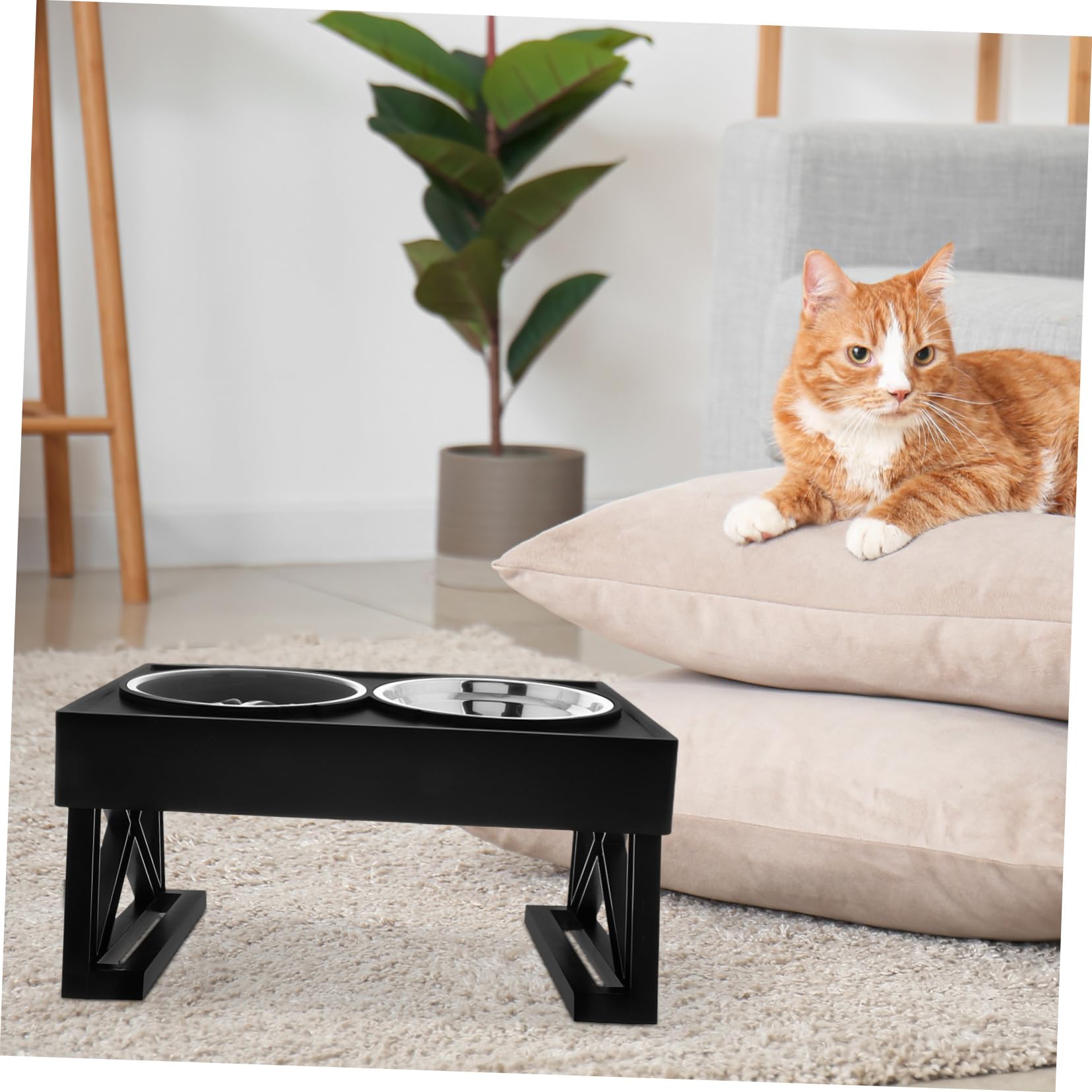 Ciotola Rialzata per Gatti e Cani in Acciaio Inox Doppia | Design Anti-ingozzamento, Uso per Cibo e Acqua, Adatta a Casa e Viaggio