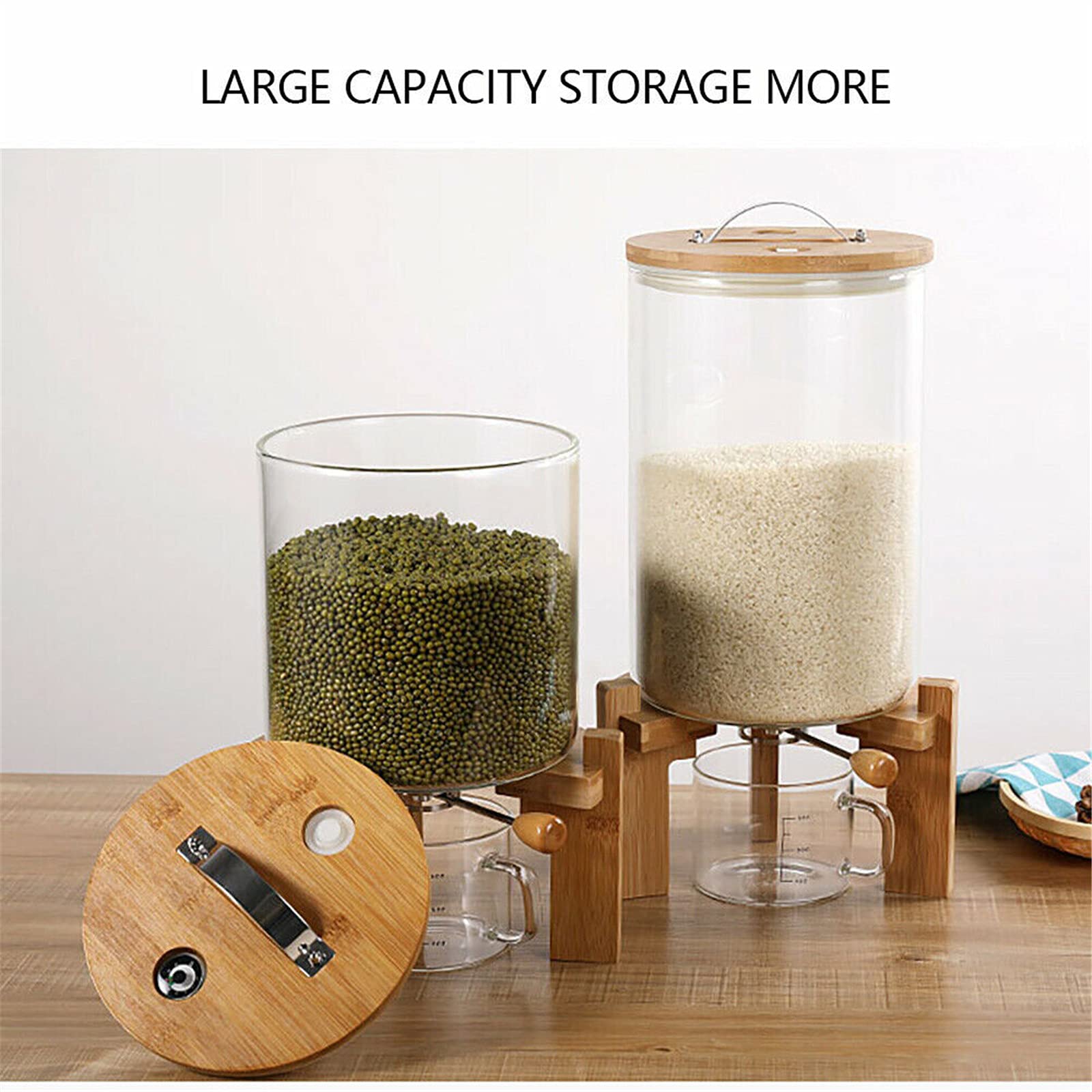 Futchoy Contenedor de almacenamiento de alimentos, dispensador de comida para gatos, para perros, 5 L/7,5 L, recipiente de arroz de cristal, adecuado para avena, harina, maíz, soja, cereales,