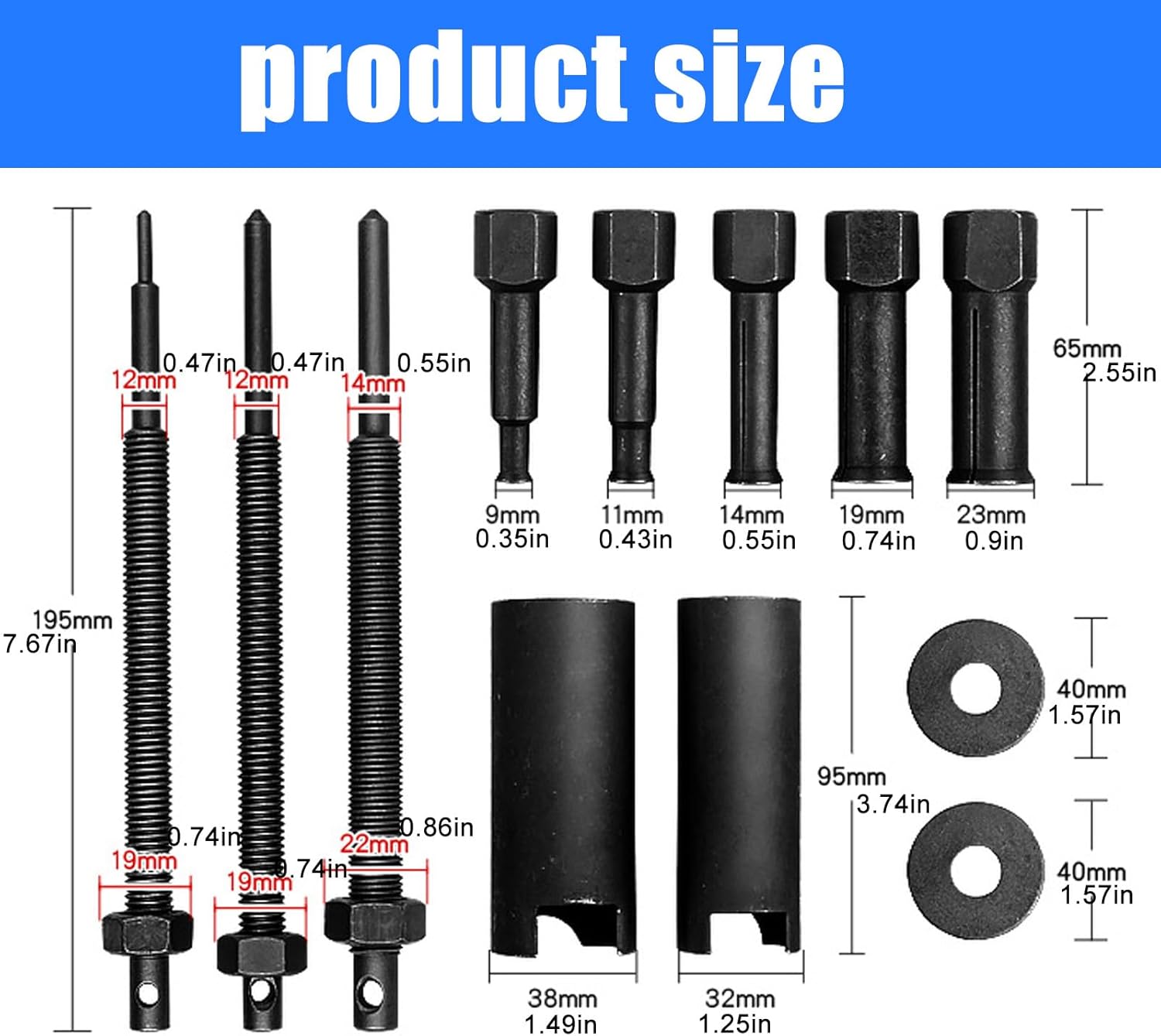 12pcs Motorcycle Bearing Puller Set Motorcycle Removal Tool Upgrades Perfect for Garage & Outdoor Repair Tasks Rusts Remover