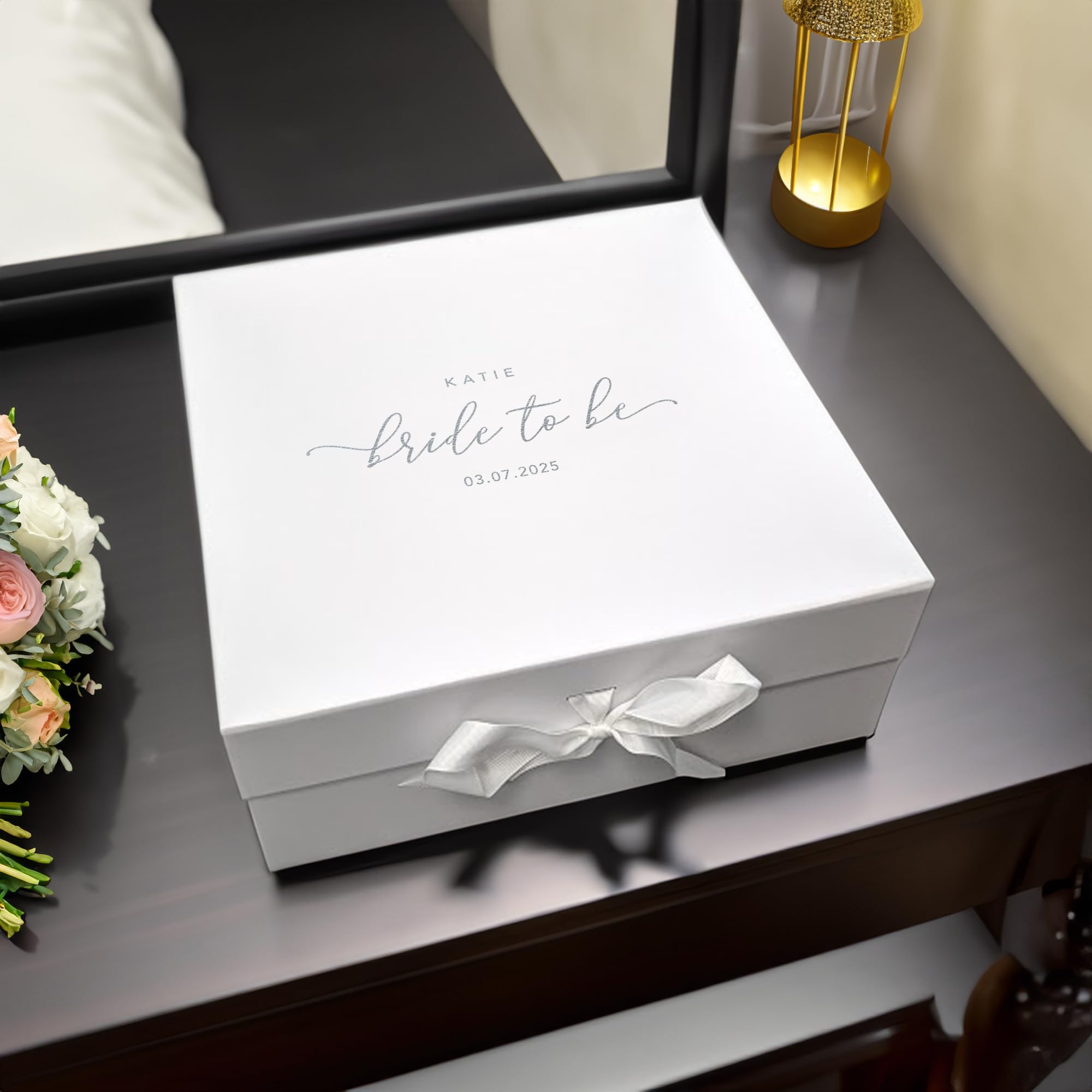 Craftwalla® Bride-to-Be Gift Box – Personalised Wedding Keepsake Hamper with Foil | Perfect Engagement Gift, Bridal Shower Present & Hen Party Surprise (Silver, XL)