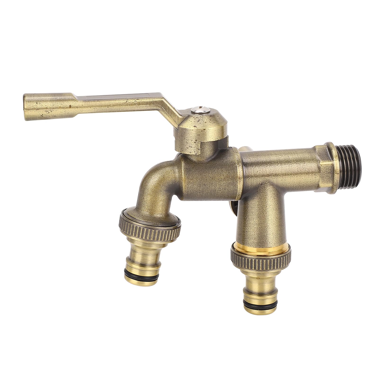 Greensen Rubinetto Doppio Esterno, Rubinetto a Sfera in Ottone da Giardino a Parete con 2 Uscite per Casa, Balcone, Connettore per Tubo