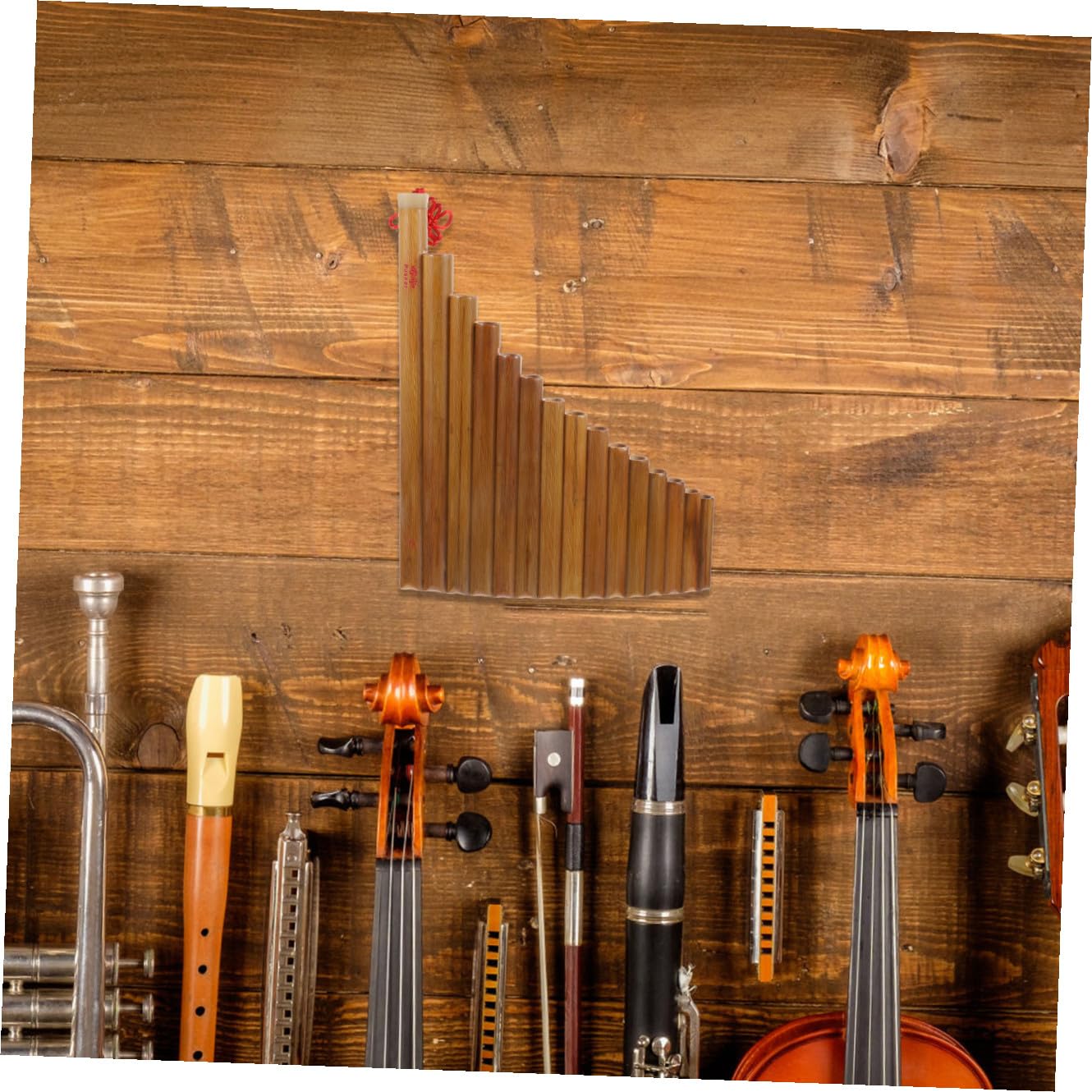 VICASKY Traditionelle Vertikale Bambus Panflöte für Musikliebhaber Braun Einfache Handhabung und Feine Verarbeitung Musikinstrument für Schüler Zufällige Farbe Zufälliger Stil
