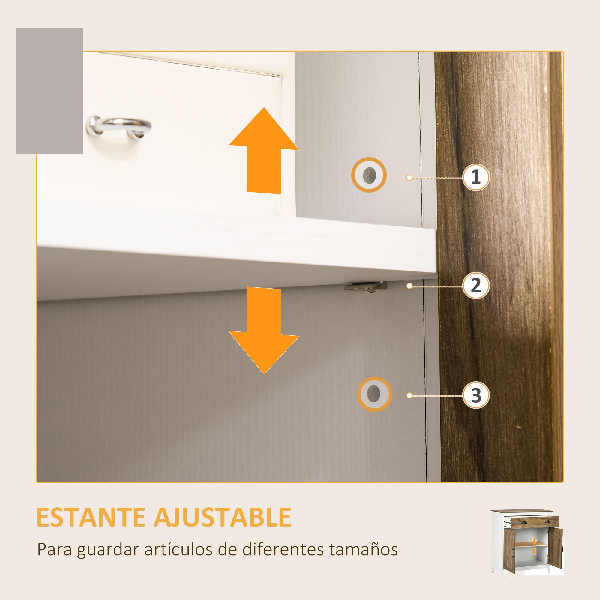 HOMCOM Aparador para Salón con Cajón 2 Puertas 78,5x39x89,4 cm Marrón