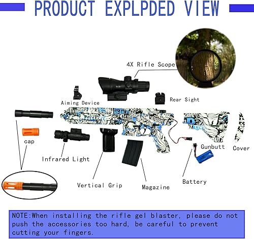 Miniatura 3 de Oashot - M416 - Lanzador eléctrico de bolas de gel con 20000 cuentas de agua y 2 modos de disparo para actividades al aire libre y juego de disparo
