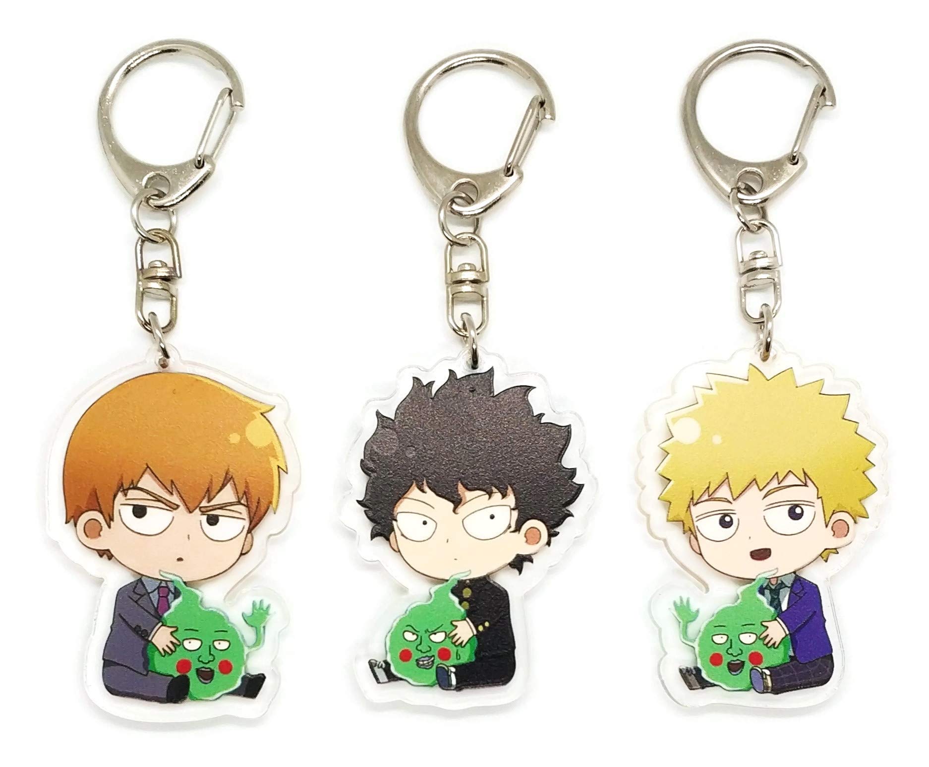EBTY DREAMS Inc. - Set of 3 Mob 100 Acrylic Keychain Arataka Reigen, Shigeo Kageyama, Ekubo, Teruki Hanazawa, Multicolored