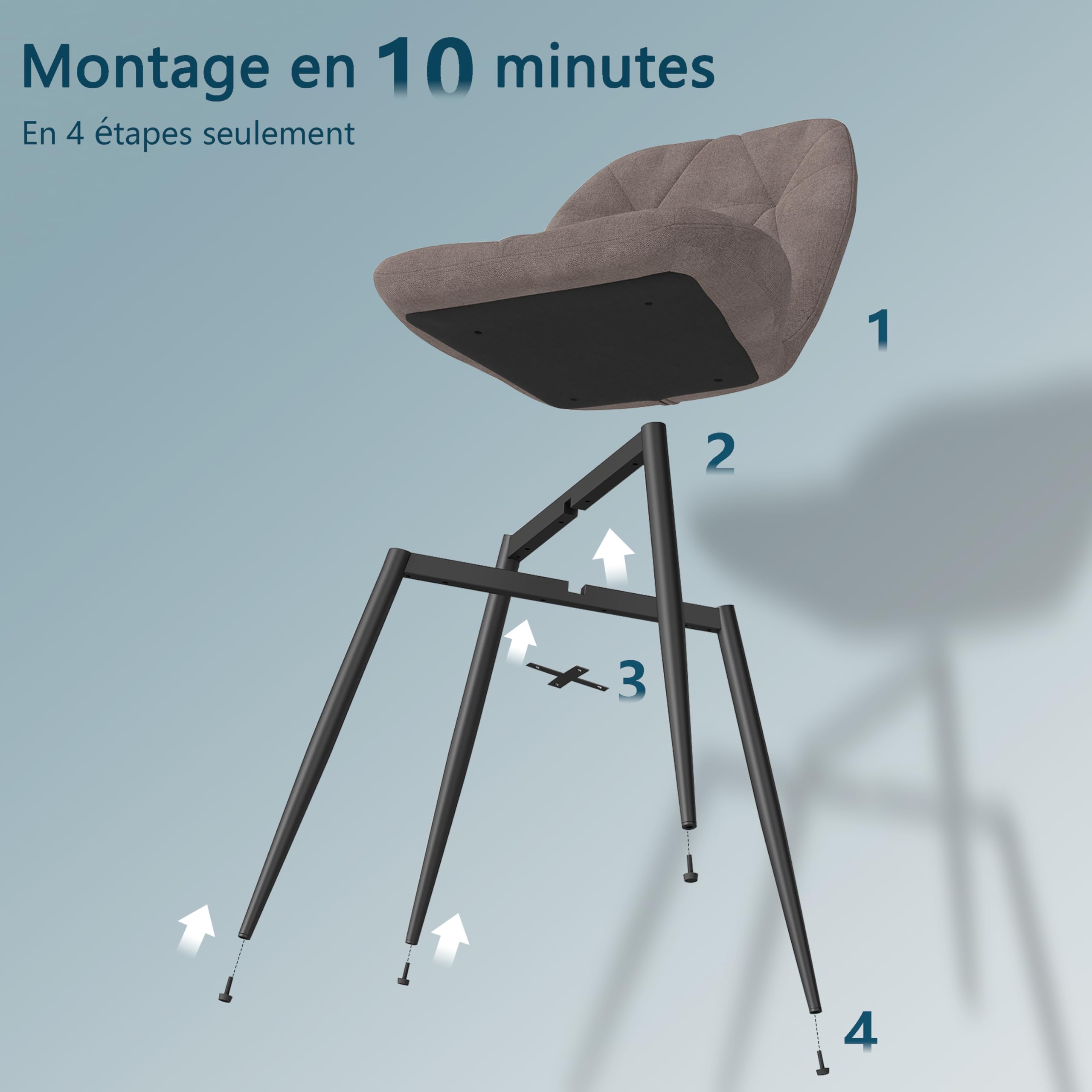 Juego de Mesa y Sillas de Comedor, Mesa de Comedor Redonda de 100 * 100 * 76.5 cm y 4 Sillas Modernas de Lino, para Comedor, Cocina, Sala de Estar, Textura Oscura + Marrón