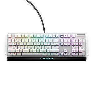 Alienware Low-Profile RGB Gaming Keyboard AW510K Light, Alienfx Per Key RGB Lighting, Media Controls and USB Passthrough, Cherry MX Low Profile Red Switches, Lunar light