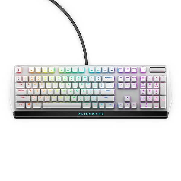 Alienware Low-Profile RGB Gaming Keyboard AW510K Light, Alienfx Per Key RGB Lighting, Media Controls and USB Passthrough, Cherry MX Low Profile Red Switches, Lunar light