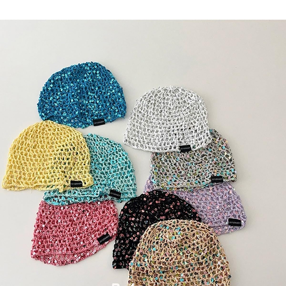 Bonnet tricoté à la main pour femme - Filet à cheveux en maille avec paillettes - Filet à cheveux tricoté - Paillettes - Filet à paillettes - Bonnet tendance - Bonnet en tricot doux