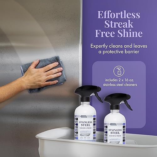 Miniatura 9 de Limpiador y abrillantador de acero inoxidable Therapy con gamuza de microfibra grande 16fl oz