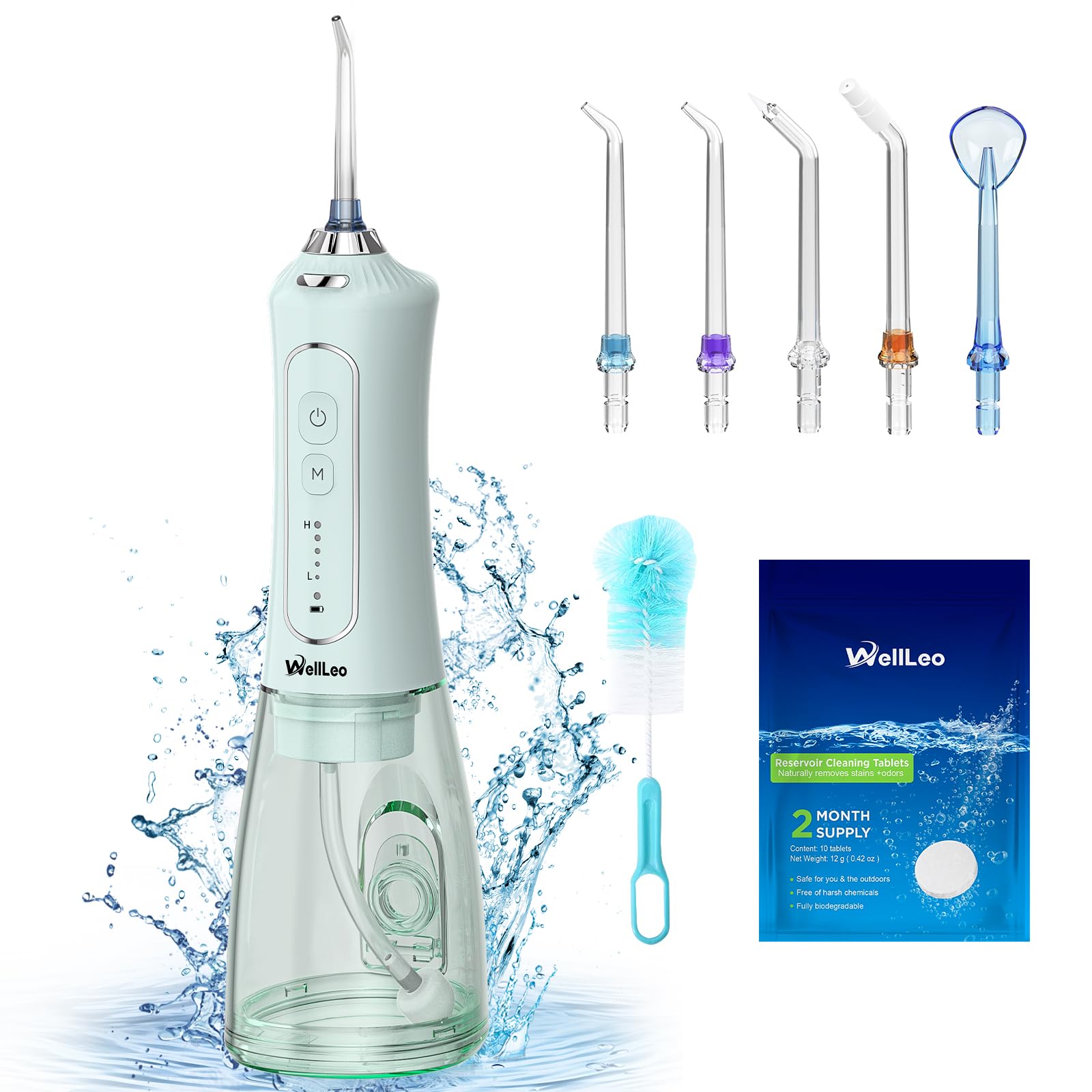 Water Flosser for Teeth, 300ML Cordless Oral Irrigator Rechargeable Dental Flosser Picks with 5 Modes 5 Jet Tips,IPX7 Waterproof Teeth Cleaner for Braces Gum Care, Home Travel Use