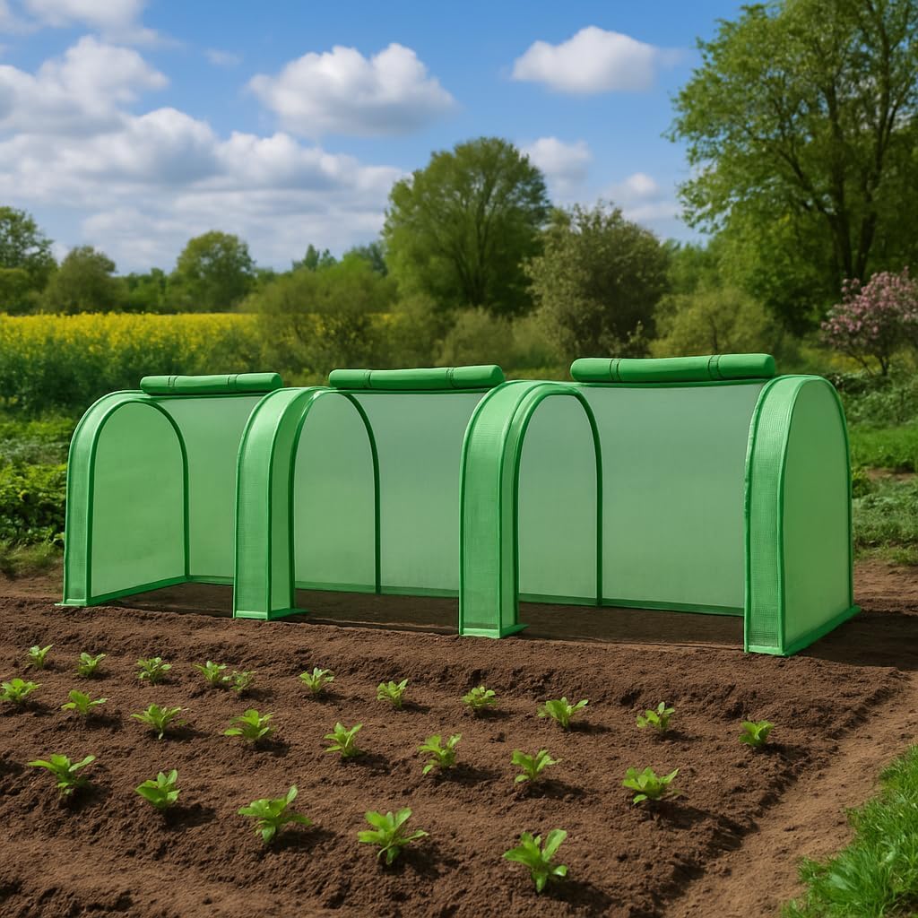 Greenhouses for Outdoors Heavy Duty, Large Walk in Green Houses for Outside with Roll-Up Door & Reinforced Frame