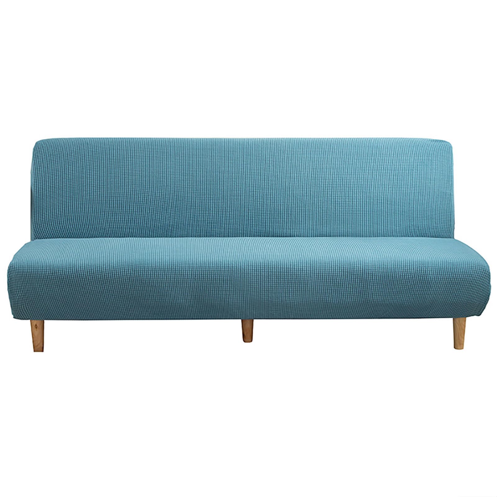 ZRCYXDW Futon Cover Stretch, Folding Armless Sofa Cover Removable Non Slip Sofa Bed Cover for Pet-Light Blue-Large