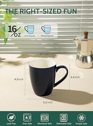Vista 15 de Sweese. Conjunto de 6 tazas de café de porcelana, 16 onzas, Blanco
