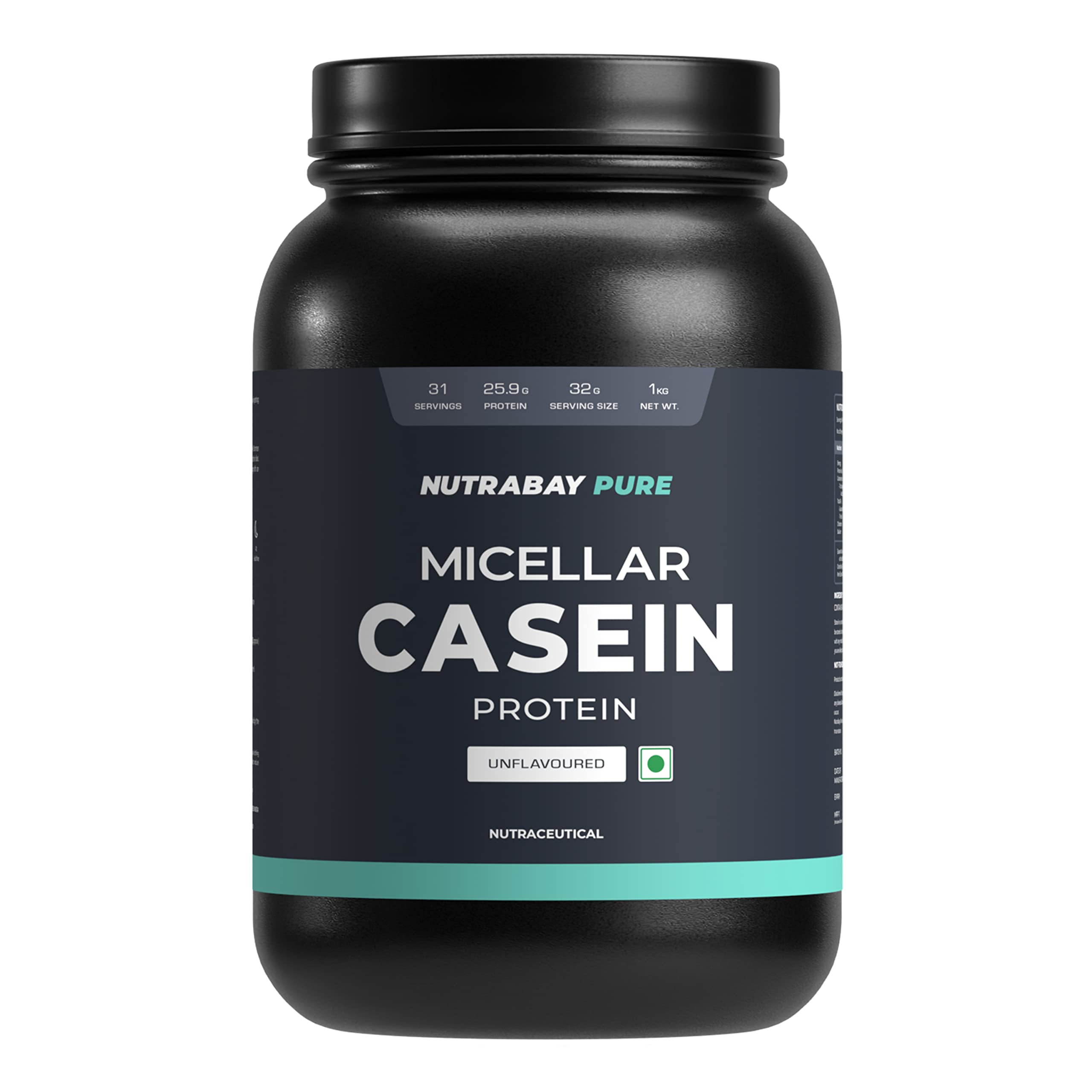 Nutrabay Pure 100% Micellar Casein Protein - 25.9g Protein & 5.5g BCAA, Slow Digesting Anti-Catabolic Protein - 1kg Unflavoured (B09BCKP1MG) Amazon Price History, Amazon Price Tracker