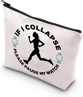 BDPWSS If I Collapse Pause My Watch Funny Running Marathon Gift Runner Motivational Gift Fitness Mom Zipper Pouch (Pause My Watch CA)