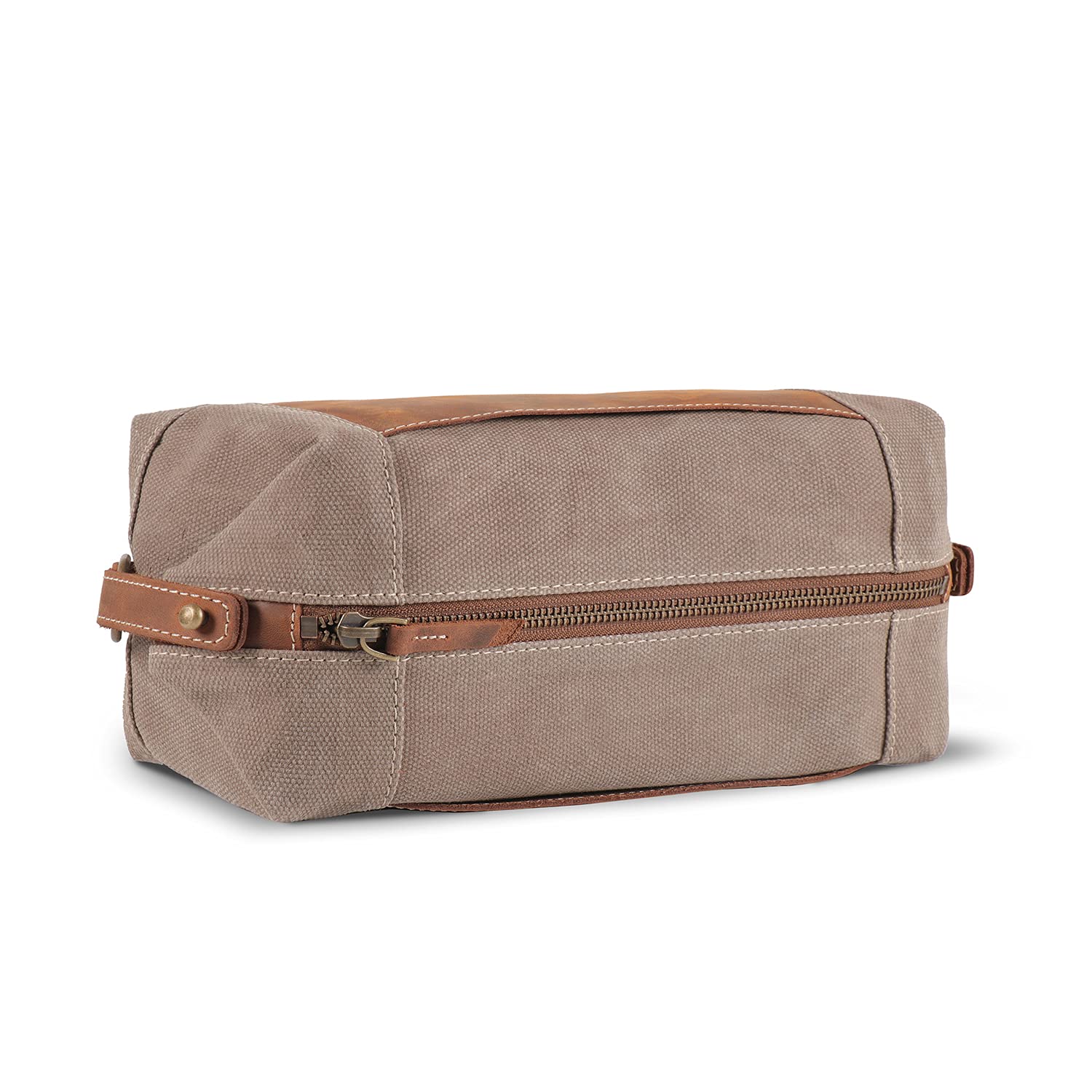 LONDO Toiletry Bag Genuine Leather and Canvas Travel Toiletry Bag Dopp Kit